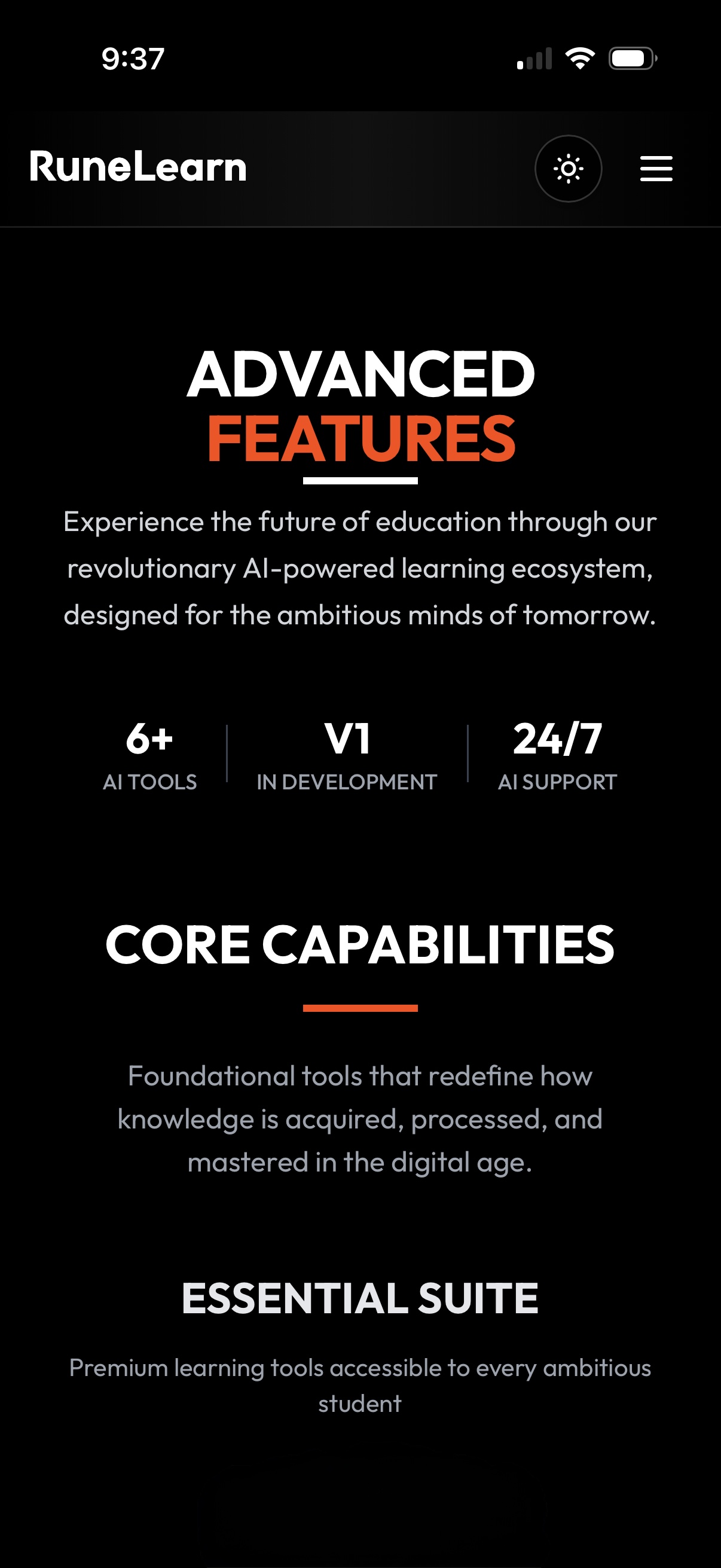 RuneLearn Mobile View 2